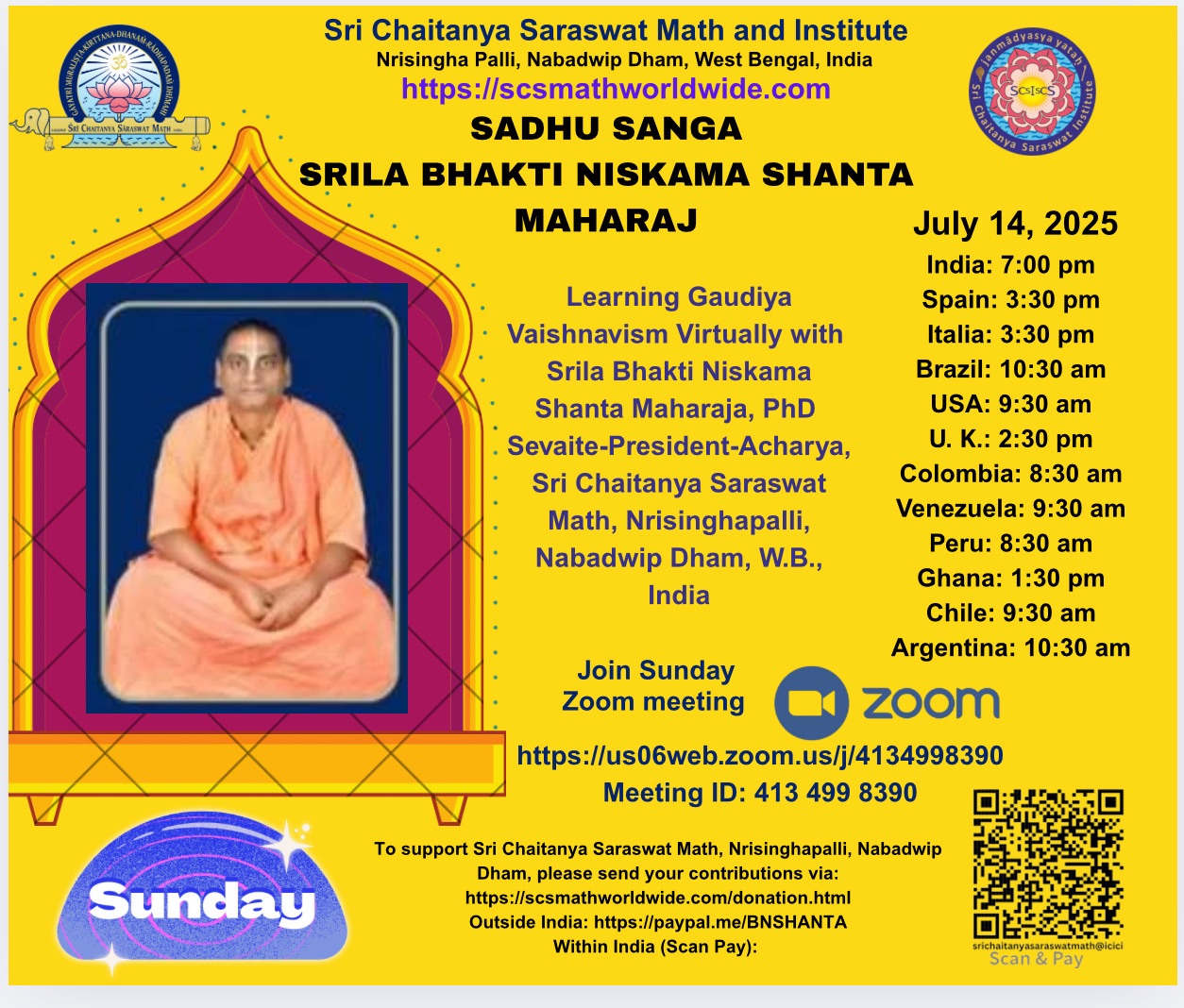 Global Sadhu Sanga with Srila Bhakti Niskama Shanta Maharaja – Today